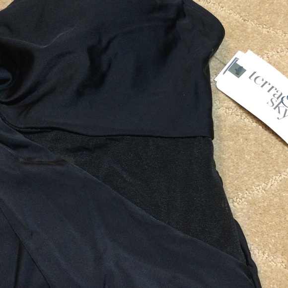 Terra & Sky NWT Twist with Mesh Inset One-Piece Swimsuit, 1X (16W-18W) - Picture 4 of 14